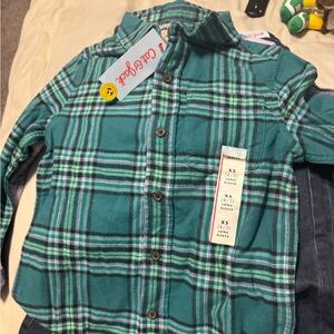 Cat & Jack Teal and Navy Plaid Shirt